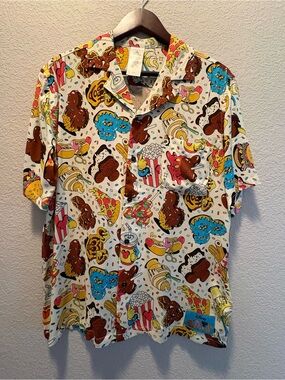 Disney Novelty Snack-Print Short-Sleeve Shirt - White with Multi-Color Print